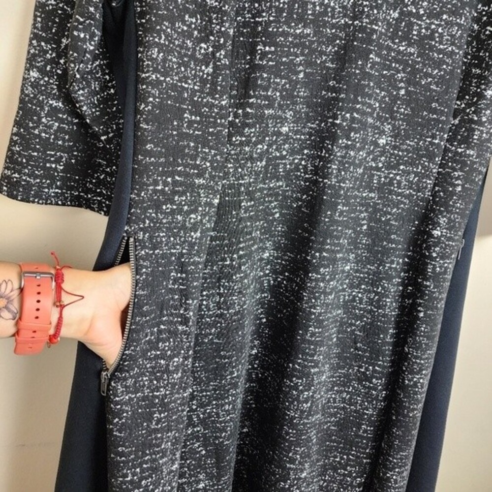 Lane Bryant Midi Dress Black & White Fit Flare With Pockets Zip Closure 18/20 - Picture 6 of 16